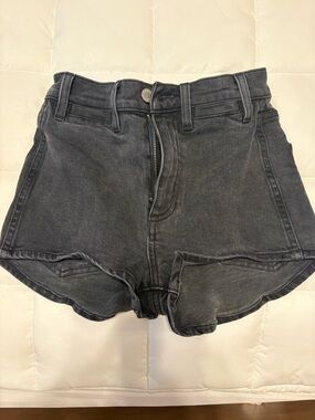 Denim Forum Washed Black High-Rise Denim Shorts